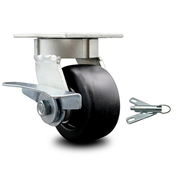 4 Inch Kingpinless Polyolefin Wheel Swivel Caster with Brake and Swivel Lock SCC